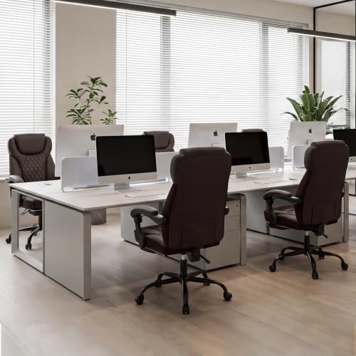amseatec Big and Tall Office Chair with Footrest, Lumbar Support, Brown
