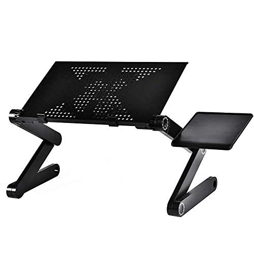 No/Brand Portable Adjustable Aluminum Laptop Desk Foldable Portable Laptop Desk, Adjustable, Bed, Table with Cooling Fan, for Bed and Sofa