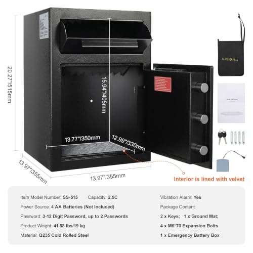 2.5L Electronic Code Lock Deposit Safe with Drop Slot for Business