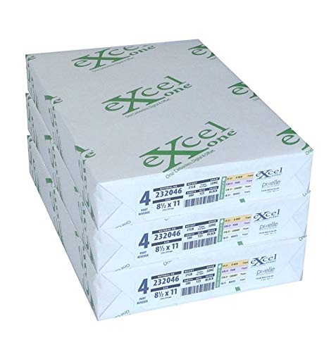 Excel One™ Carbonless 4-Part Reverse Paper (Gold/Pink/Canary/White), 8.5" x 11" (232046) - 125 Sets Per Ream - Three (3) Reams (375 Sets)