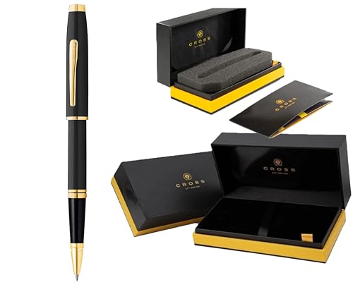 Cross Coventry Black Lacquer Rollerball Pen with Gold Appointments in Premium Luxury Gift Box