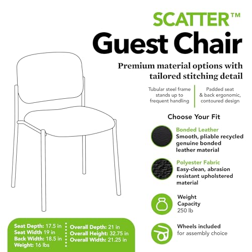 HON Scatter Guest Chair, Armless Office Chairs, Fabric, Black