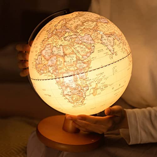 seDFHdry Globes, Lighted Led Antique with Wooden Stand 3 Sizes Educational World Map(20cm)