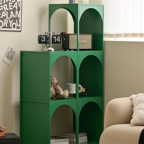 CFGH6FDF Bookcase Creative Small Bookshelf Corner Storage Rack Wall Narrow Cabinet Iron Storage Cabinet Corner Corner Bookcase Freestanding Book Shelf(Green,S)