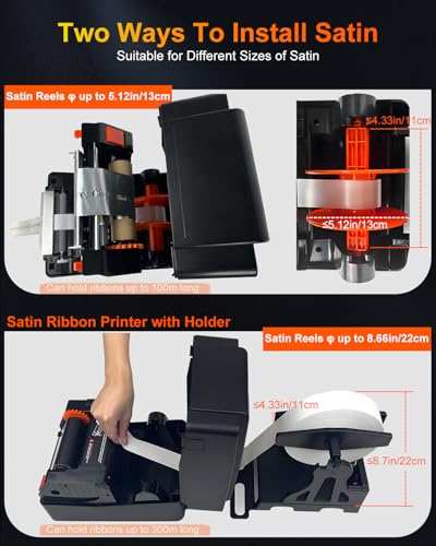 Pianotlbosx Satin Ribbon Printing Machine with Holder+USB &APP+Bluetooth,Upgrade 300 Dpi Digital Ribbon Printer Thermal Label Printer Foil Stamping Printing Machine, Support Multiple Languages