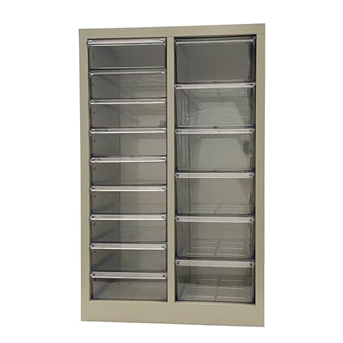 JARYANNIX File Cabinet with Label Transparent Drawer 6 Large and 9 Middle Drawers Document Filing Steel Storage Organizer with Curved Handles and Label for Office Business Use