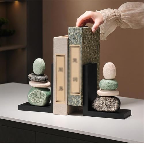 Bookends Ceramic Bookends for Shelves, Large for Heavy Books, Duty Book Stopper for CD Movies Vintage bookend