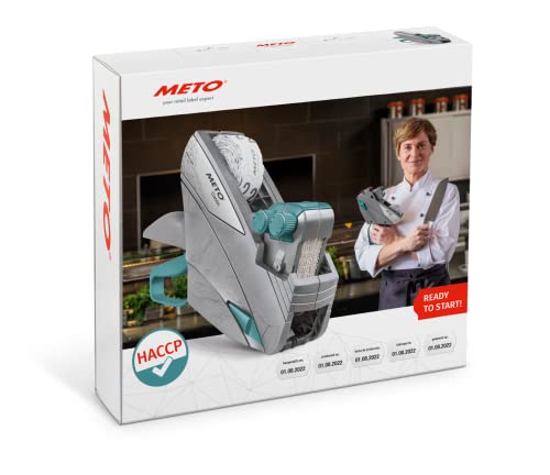Meto HACCP Kit, Hand Labelling Set, Food Labelling (2 Lines, 20 Digits for 26 x 16 mm Labels) Price Gun Silver Teal