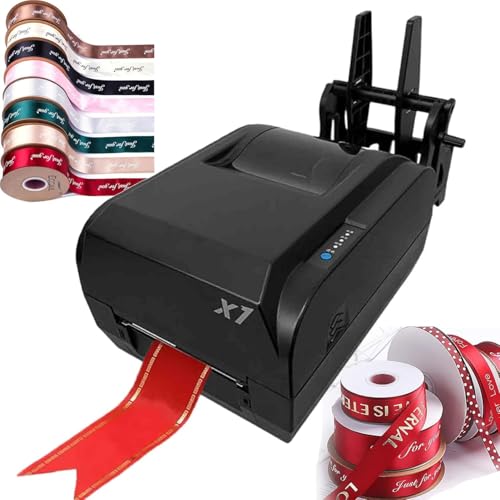 Satin Ribbon Printer with Spool Holder, Label Printer, Foil Stamping Printing Machine, 150mm/s Speed, Multi-Language DIY Decorative Ribbons Supports 50+ Languages for Present Wrapping Singlerow