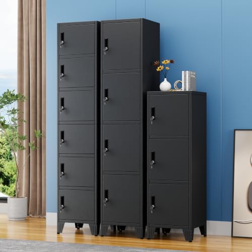 47-Inch 3-Door Metal Locker with Keys, Steel Storage Cabinet for Employees