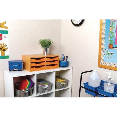 Really Good Stuff Oak 6-Slot Mail Center with Trays Single Color, 6 Trays