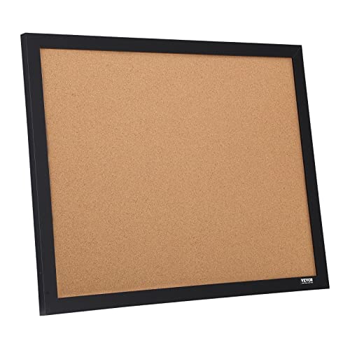 VEVOR 24 x 36 Cork Board, Large Bulletin Board with Black MDF Frame, Wall Mounted Pin Board for Office, School and Home Decor, Hanging Message Board for Pictures and Notes, 10 Push Pins Included