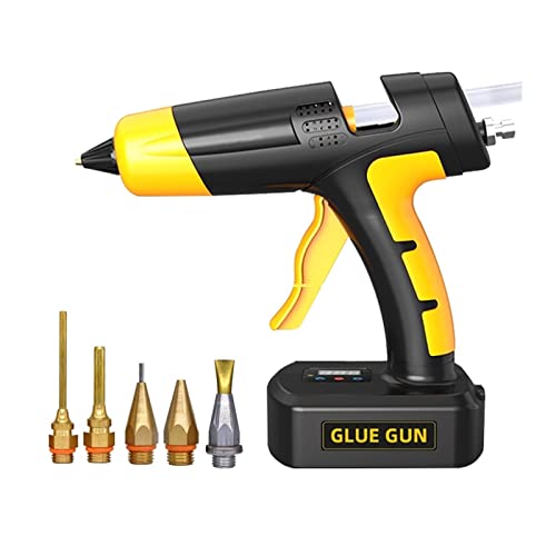 LIBODD Hot Glue Gun 100W Cordless Lithium Battery Hot Melt Glue Gun with Digital Display Replaceable Nozzle Use 11mm Glue Stick Wireless Tools for DIY Arts, Crafts and Quick Repairs(Set-2)