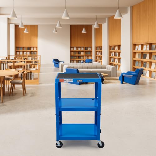 LUXOR UCMT1-RB Adjustable-Height Steel Utility Cart - Royal Blue
