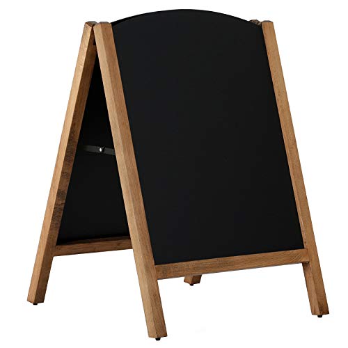 M&T Displays Dark Wood Rustic Timber Magnetic Chalkboard Sandwich Board Floor Standing Advertising Display Sidewalk Sign for Outdoor use with Slide in Panels 23.6 x 30.70 Inches