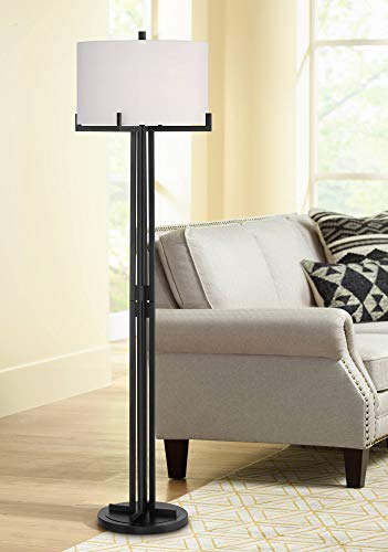 Franklin Iron Works Madrid 64" Tall Matte Black Modern Floor Lamp