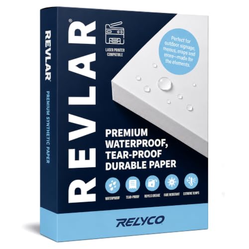 REVLAR® Premium Durable Waterproof Tear-Proof Laser Printer Paper 11 x 17 6mil 500 Pack - White, Fade Resistant, Washable, Grease Repellent, Pack - Ideal Durable Sign Paper for All Printing Needs