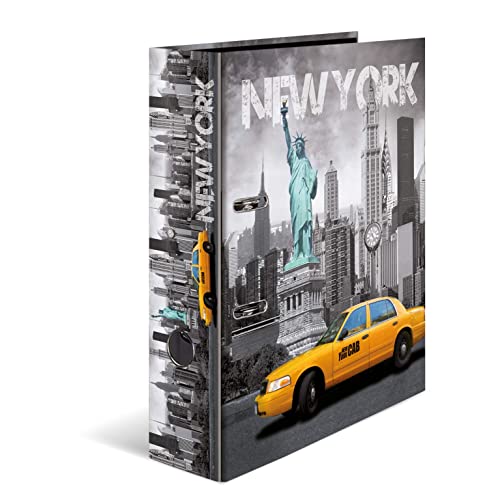 HERMA Lever Arch Files Trend Cities, Assorted, A4, 70 mm Spine, with Inner Print, Pack of 10