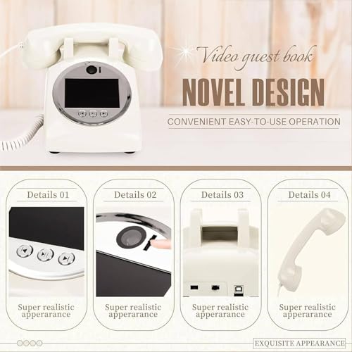 ZXSYYDS Wedding Phone Guestbook,Retro Video Audio Guest Book Wedding Phone,Hd Video Phone Guestbook,Wedding Phone Guestbook Creative Easy to Use & Fun,for Bridal Shower,Birthday,Black