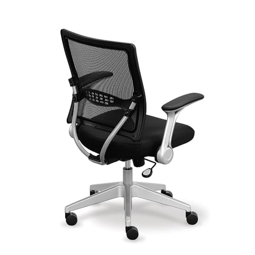 NBF Collection Ergonomic Office Desk Chair with Memory Foam Seat - Ergonomic Home Desk Chairs with Wheels and Armrest - 24.75" D x 28" W x 43.5" H, Black