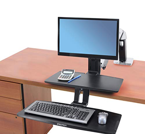 Ergotron – WorkFit-A LD Single Monitor Standing Desk Converter, Sit-Stand Workstation for Tabletops – 5 to 15 lbs, Suspended Keyboard Tray