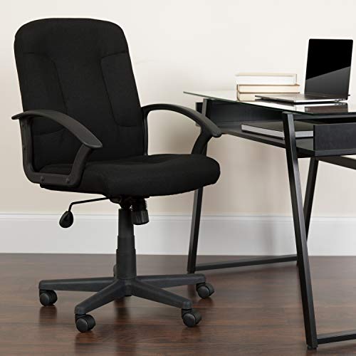 Flash Furniture Fabric Swivel Office Chair with Nylon Arms, Black