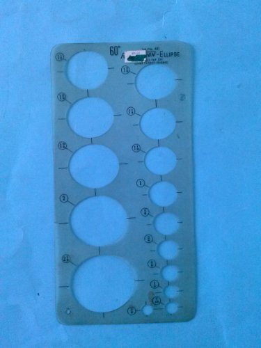 RapiDesign Berol 401 Technical Drawing Template Ellipse 60 Degree 3/8"-1 1/2" Degree Made in USA
