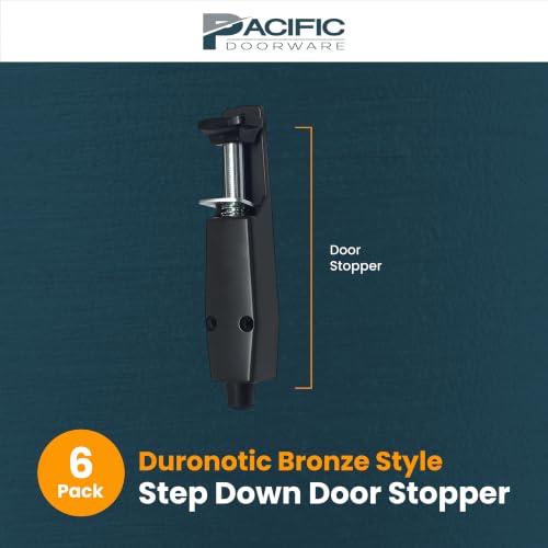 Pacific Doorware Step Down Door Stopper Heavy Duty, Bronze, 6 Pack
