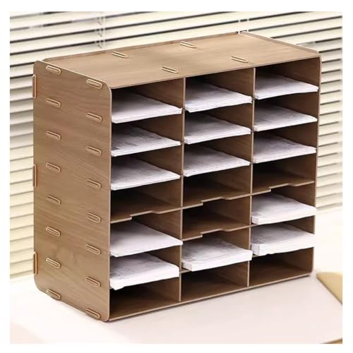 zktoermn Literature Organizer, Removable Mail Sorter 21-Slot Mail Sorters Classroom Mailbox Bill Storage and Organization Box for Home, Office, Study, Classroom (Color : Brown-A, Size : 48x24x43cm)