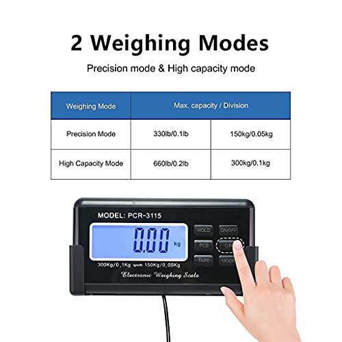 KOMFGT Postal Scales for Shipping Packages Shipping Scale 300Kg Digital Postal Scale Heavy Duty Portable Platform LCD Industrial Floor Scale Pet Weighing