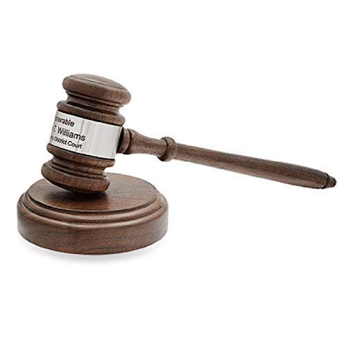 Executive Gift Shoppe | Personalized Oak Finish Wooden Gavel with Silver Band & Sounding Board