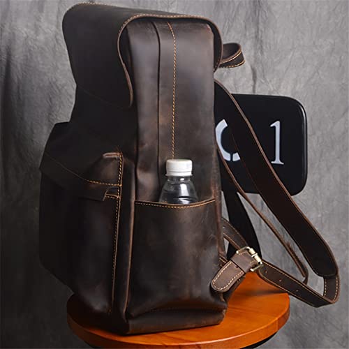 AODFDSJH Retro Genuine Leather Backpack First Layer Cowhide Leisure Travel Bag Large Capacity Computer For 15.6inch