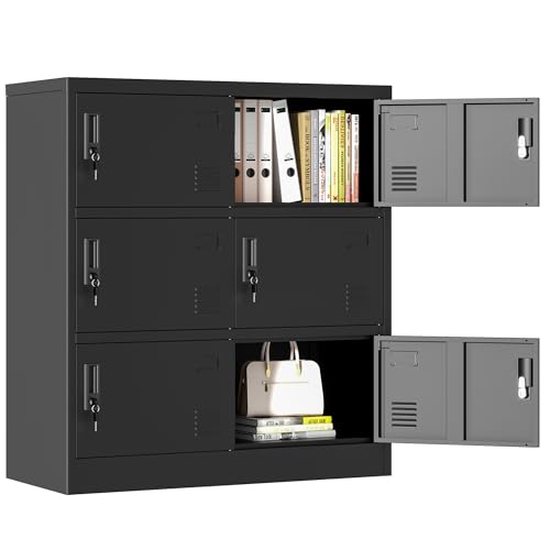 OPTYMIRA Metal Lockers for Employees 6 Doors,Office Storage Employee Locker