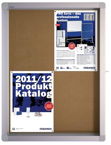Franken SK4KE Display Cabinet 4 x DIN A4 Cork, Format 53 x 70.4 x 4.5 cm, Brown