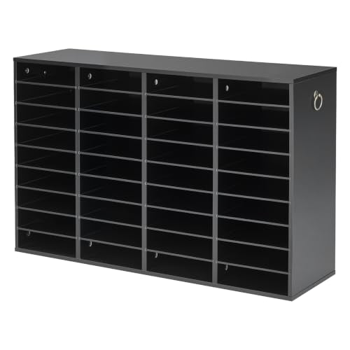 VEVOR Wood Literature Organizer 36 Compartments Office Mailboxes Black | Countertop Literature Sorter for Files Documents Papers, with Adjustable Shelves, for Office, Home, Classroom Organization