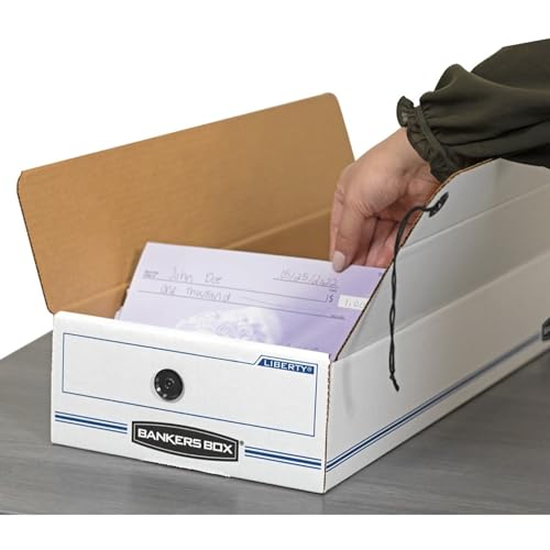 Bankers Box 12-Pack String & Button Check Box, 4-1/4 x 6" x 23-1/4"