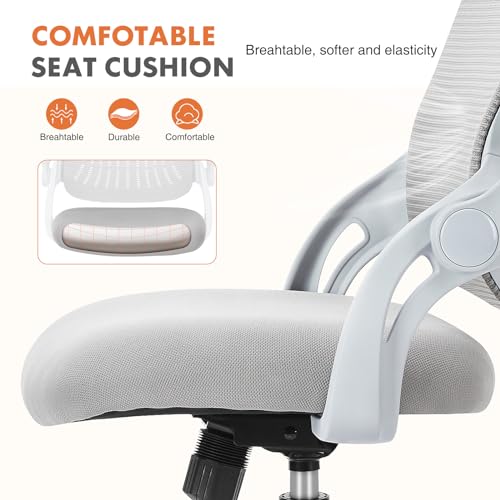 Sweetcrispy Home Office Chair, Mesh Office Chair, Lumbar Support, Grey