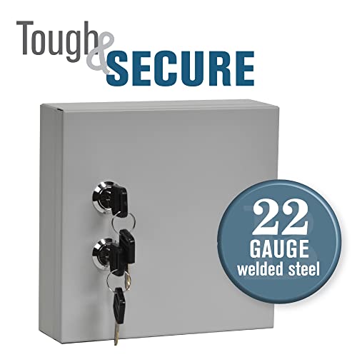 BankSupplies Fort Knox 10 Key Cabinet - Dual Lock Control Key Box - Welded 22 Gauge Steel Construction - Scratch Resistant - Write-On Key Tags for Easy Identification