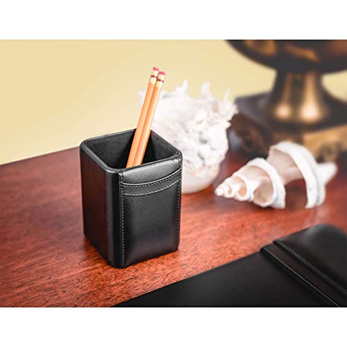 Genuine Top-Grain Black Leather 3-piece Desk Set