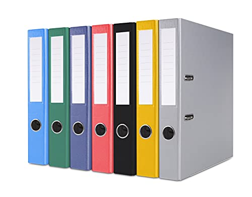 OFFICER PRODUCTS Pack of 24 Folders Yellow DIN A4 / 50 mm/Paper Cardboard/Plastic Cover PP Slot Folder Office File Cardboard Folder Metal Edge Protection