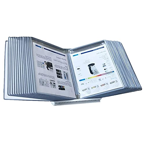Desktop Reference Organizer - Catalog Display Rack, Metal Wall Kit Holder, 30 Double-Sided Panels, Desktop/Wall Documents, Presentation of A4 Documents (Color : Gray)