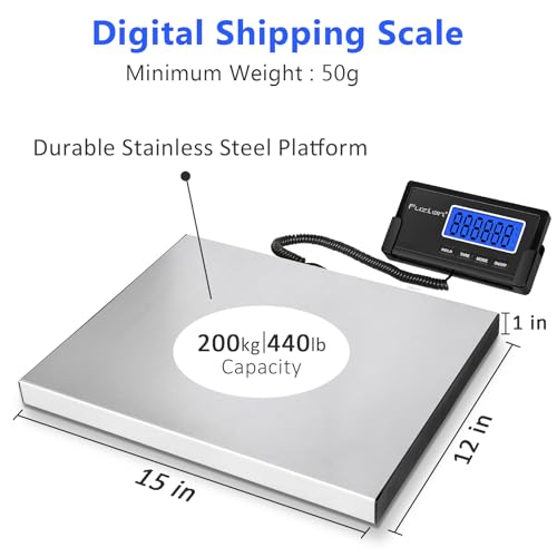 Fuzion Digital Shipping Scale for Packages 440LB x 10g, with Hold & Tare