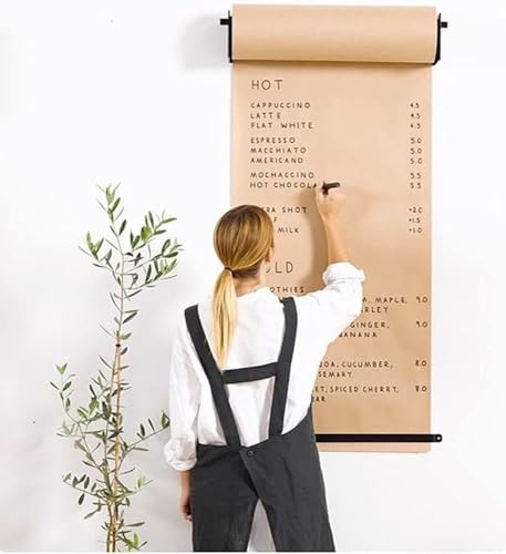 ERoomQ Kraft Paper roll Kids Wall Mounted Kraft Paper Roll Holder, Hanging Note Paper Roll for Cafe/Studio/Restaurant, Rustic Memo Pad (37cm/14.6inch Wide)