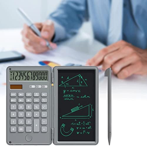 QERTYHJK Calculator and Writing Pad 12-Digit Large LCD Display Desk Calculators with Repeated Tablet for Basic Financial Office