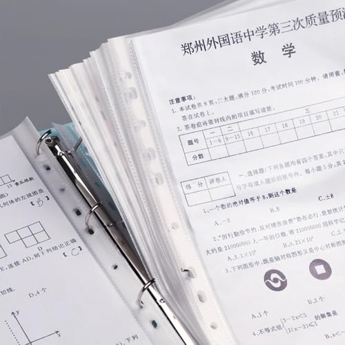 Filing Envelopes 4 Hole Binder Learning Supplies A4 Binder D-Type Punch Folder Office Storage File Ring Waterproof Test Paper Data Storage Folder(Blue)