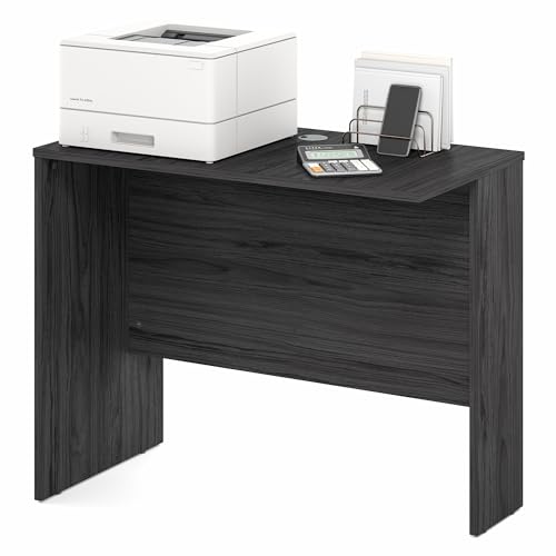 Furinno Roger Office Desk Return, 35 Inch Rectangular Desk Return for Executive Desk, Reversible Return with Cord Grommet, Scratchproof and Water-Resistant, for Home Study, Office, Coastal Grey