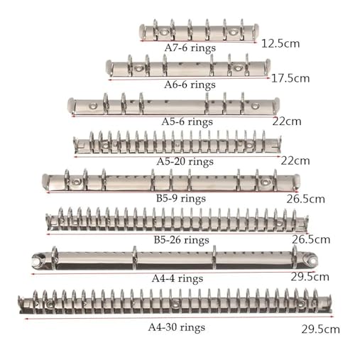 Ring binding, A5 Ring Binder Mechanism 10 Pieces Metal Clip Silver Loose Leaf File Folder Office Supplies(-B5-26 rings)
