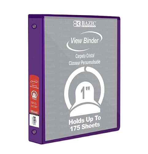 12 Pack, 3 Ring Binder 1" Economy View Binders Purple, Hold 175 Sheets
