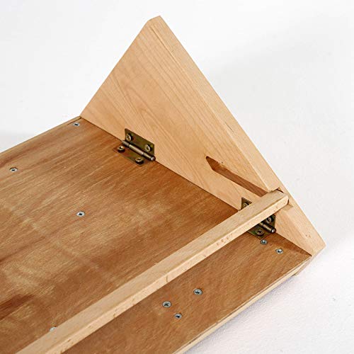 M&T Displays 5 Tiered Wooden Business Desk Card Holder 25 Pockets Natural Wood Desktop Organizer Table Top Decor Display Stand Sign Accessories for Office Restaurant Store Shop Home Decoration