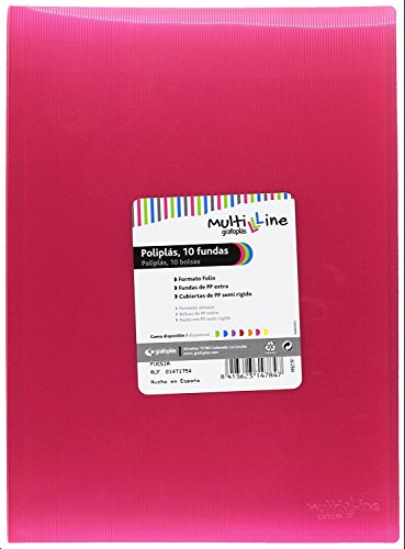 Grafoplas - Folder, Foolscap, PP Cover, Multiline 10 Pink